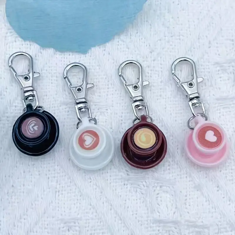 8pcs mini coffee cup keychains, resin simulation models, lobster clasps, and decorative women's keychains are ideal choices for
