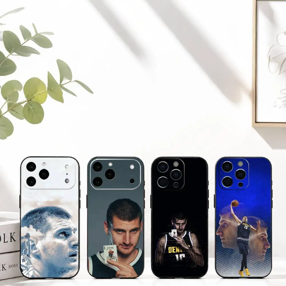 

B-Basketball star N-Nikola Jokic Phone Case For iPhone 17, 16,15,14,13,12,11 Plus,Pro Max, Others Soft Black Cover