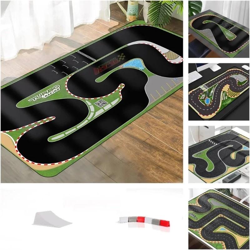 TURBO RACING Scene Track Runway Mat 50x95cm 160x90cm 120x80cm 1/76 Mini Remote Control Car Desktop Track Cement Pier Obstacle
