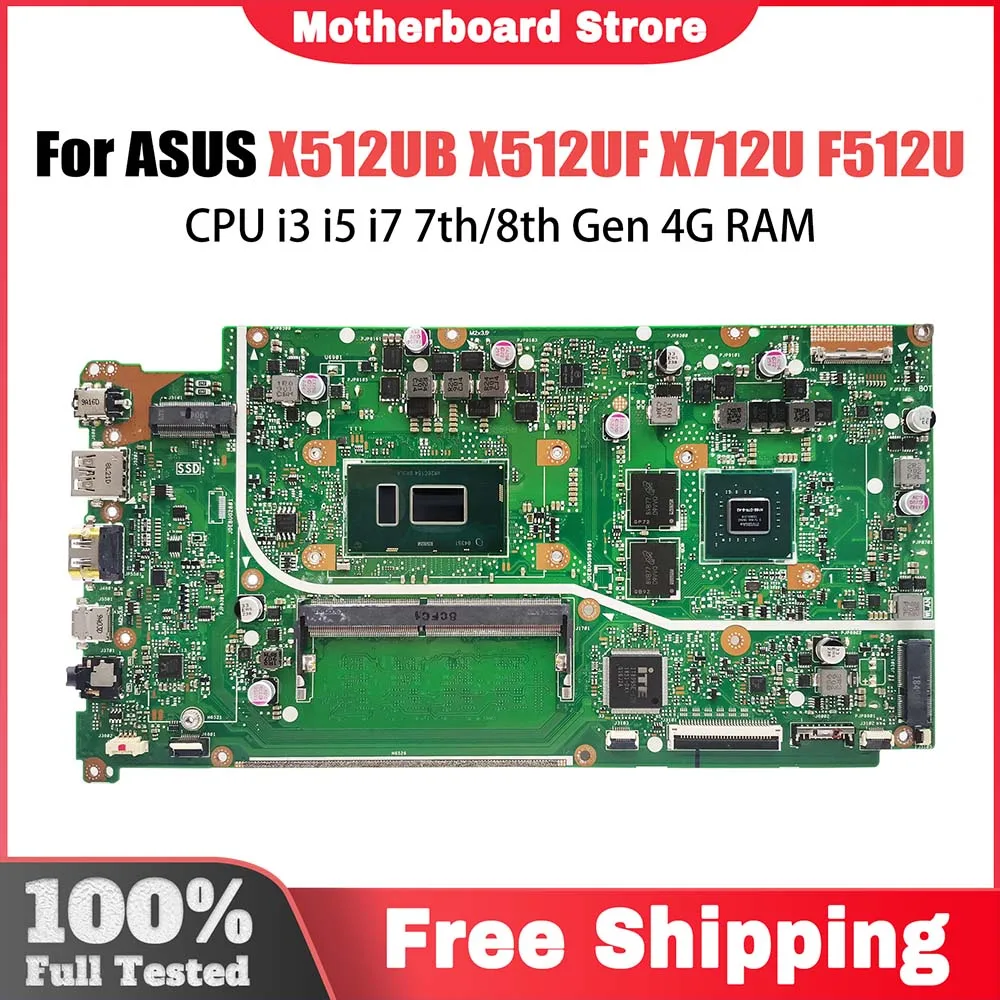 V5000UA Notebook Mainboard For ASUS X512UB X512UF F512U A512U X712U Y5100U Laptop Motherboard i3 i5 i7 7th/8th Gen CPU 4GB-RAM