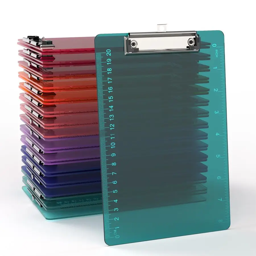 

Набор из 30 планшетов-клипбордов формата А5, цветные прозрачные планшеты с линейкой, подходят для класса, студентов, детей, размер 6 x 9, с низким профилем.