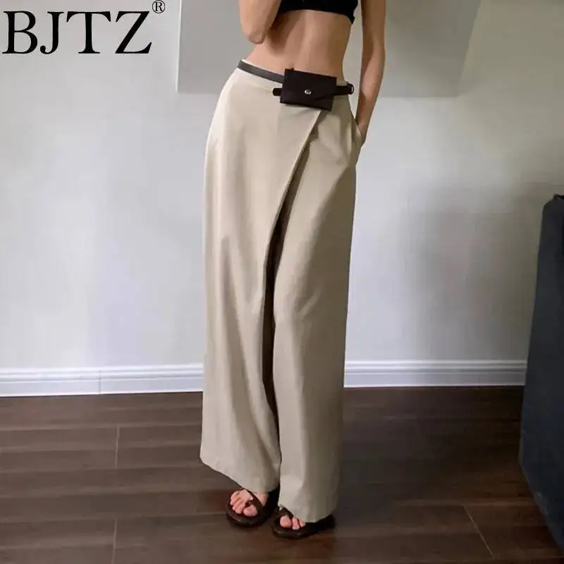 

BJTZ Temperament With 2025 Spring New Women's Niche Design Sense High Waist Wide Leg Straight Leg Pants High-Waisted Trousers