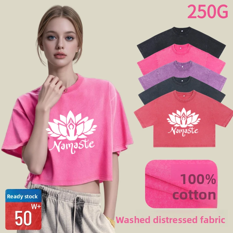 Amalfi Coast Italia Lemon Fruit Design Print Summer Cotton Round Neck T-shirt Washed Loose O Neck Short Sleeved Women Top