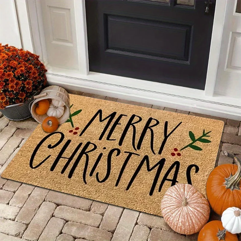 Festive Snowy Landscape Motif Floor Rug Decorative Non Slip Door Mat Versatile Decor For Restaurant Gym Dance Studio