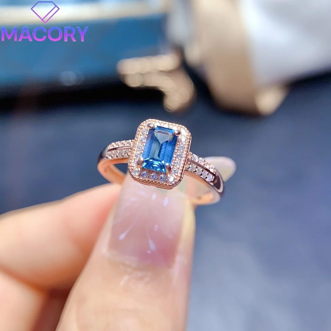 Natural topaz ring sterling silver 925 female free shipping wedding ring gem luxury brand replica Valentine's Day gift