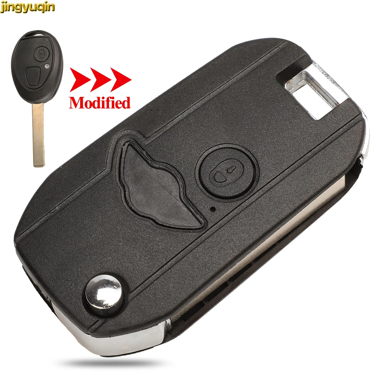 jingyuqin Modified Klapki Remote Key Fob samochodowy Shell dla BMW Mini One Cooper R50 R53 Blank Klucz Case 2 przyciski