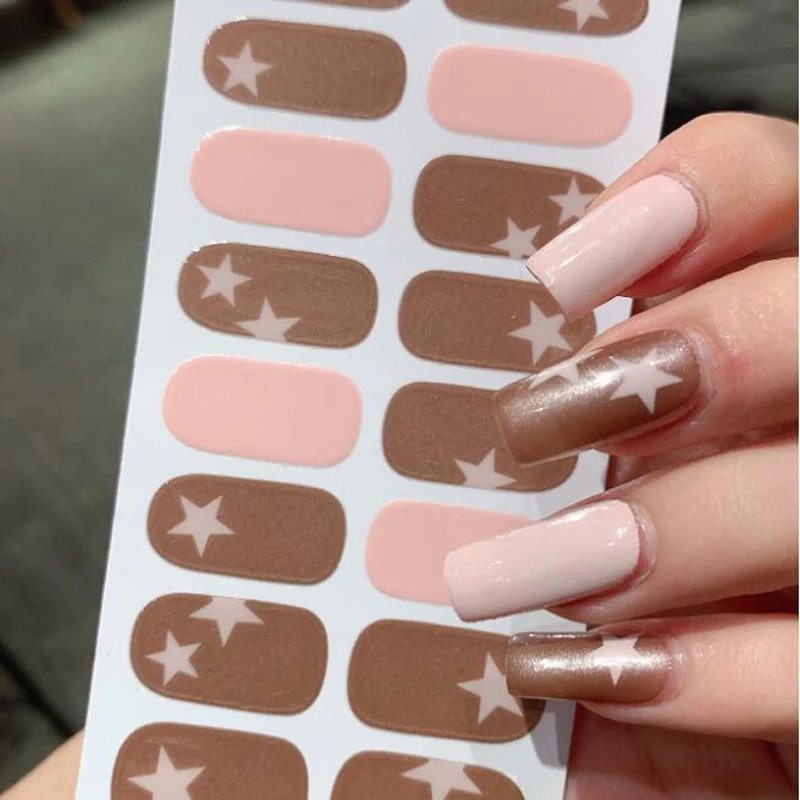 16 punte francese copertura completa involucri per unghie adesivo stampa sulle unghie donne salone adesivi per unghie fai da te decalcomanie nail manicure arte unghie finte