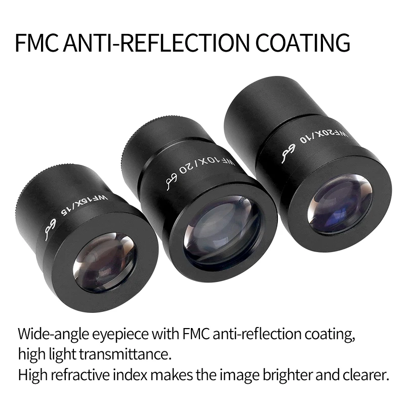 Imagem -06 - Ocular Ocular Alta Angular para Trinocular Binocular Microscópio Estéreo Interface de Instalação Wf5x Wf10x Wf15x Wf20x 30 mm