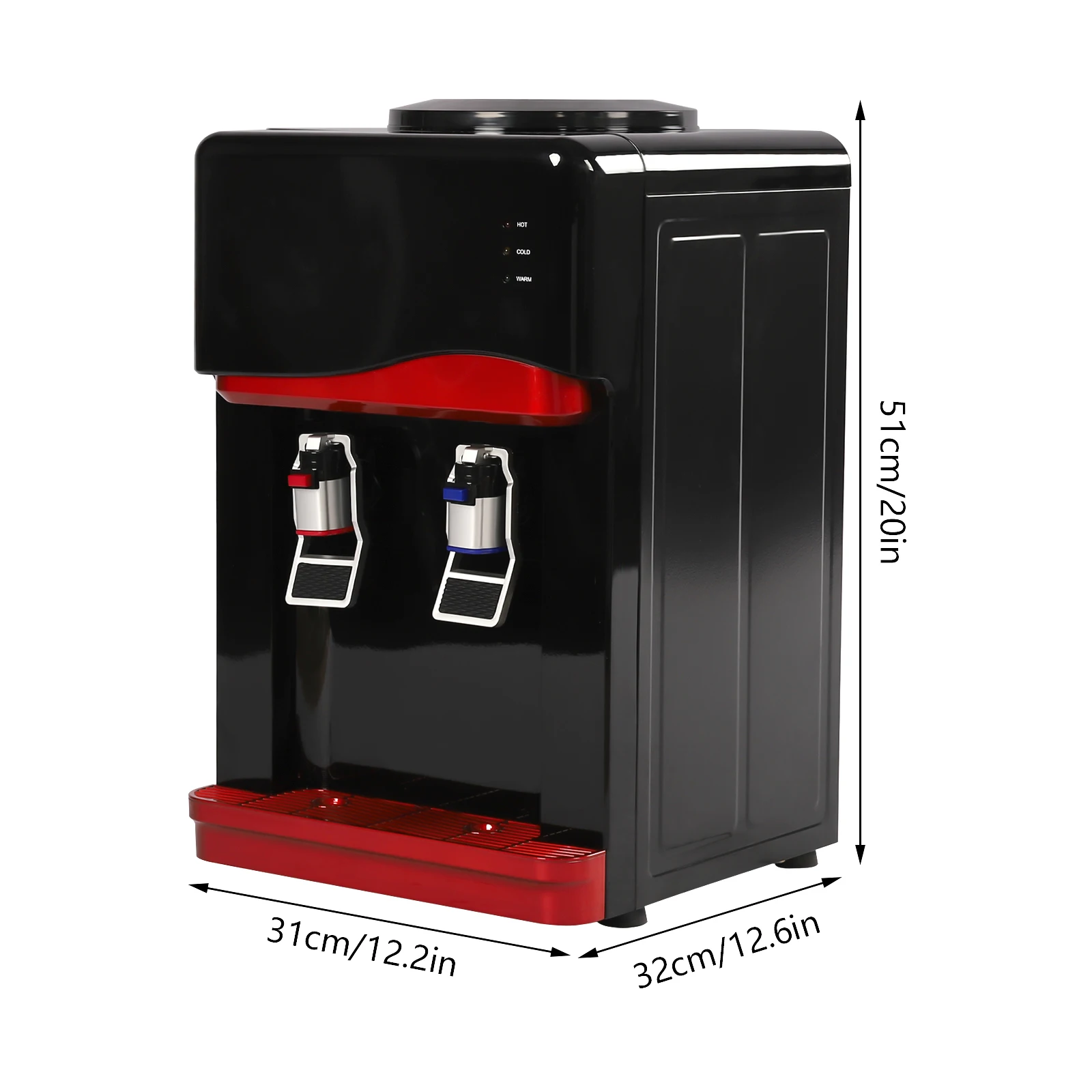 Top Loading Desktop Water Cooler Dispenser with Child Safety Lock Hot and