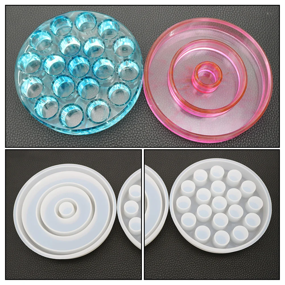

2pcs Lipstick Storage Epoxy Resin Silicone Diy Pigment Creative Reusable Flexible Round Making Molds For Holiday Gift Diy