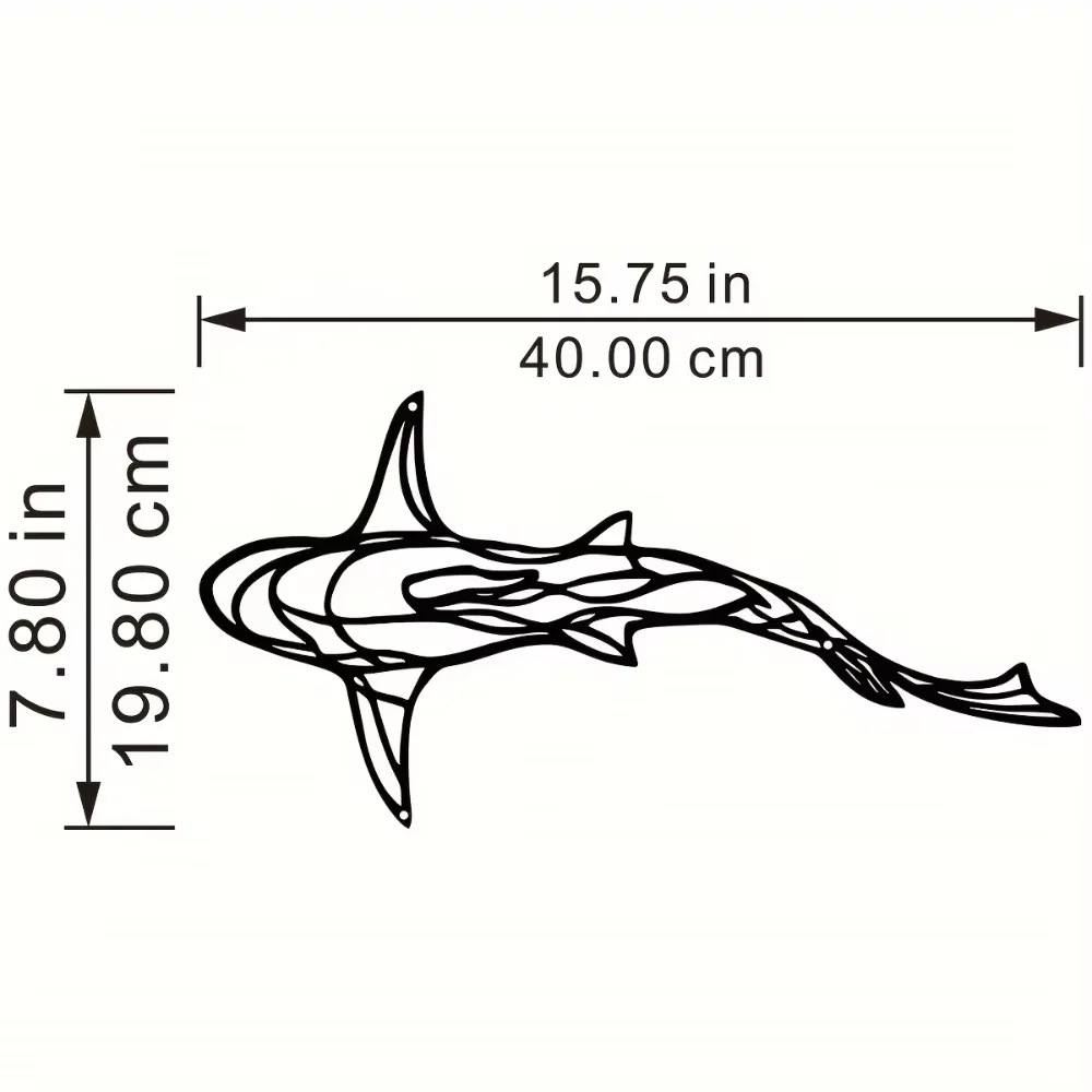 Gorgeous 1pc Minimalist Metal Wall Ornament. Iron Art Minimalist Shark Silhouette. Perfect for Bedroom Wall Decoration.