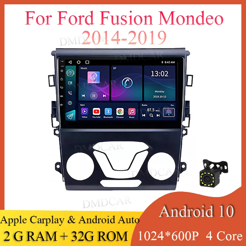 Multimedia Carplay Android 10 2+32G Car Radio android Auto For Ford Fusion Mondeo 2014-2019 GPS WIFI Blue-tooth Screen