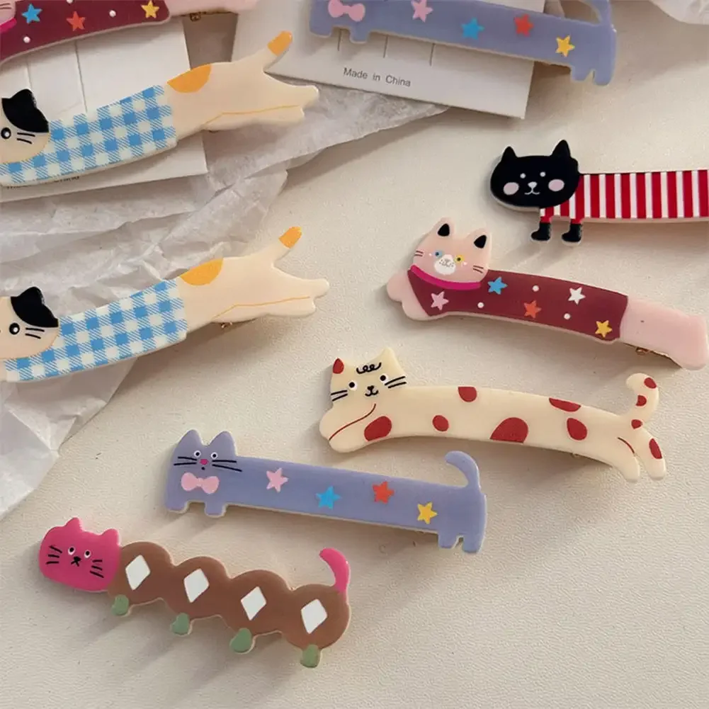 3Pcs Cute Long Cat Duckbill Hair Clip Sweet Girl Heart Bangs Clip Japanese Korean Cartoon Headwear Hair Accessories for Women