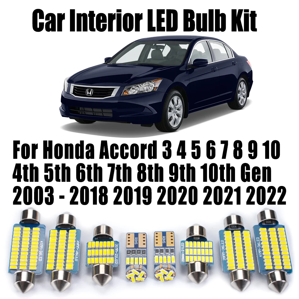 Interior LED Light Car Reading Bulb Kit For Honda Accord 3 4 5 6 7 8 9 10 4th 5th 6th 7th 8th 9th 10th Gen 2003 - 2020 2021 2022