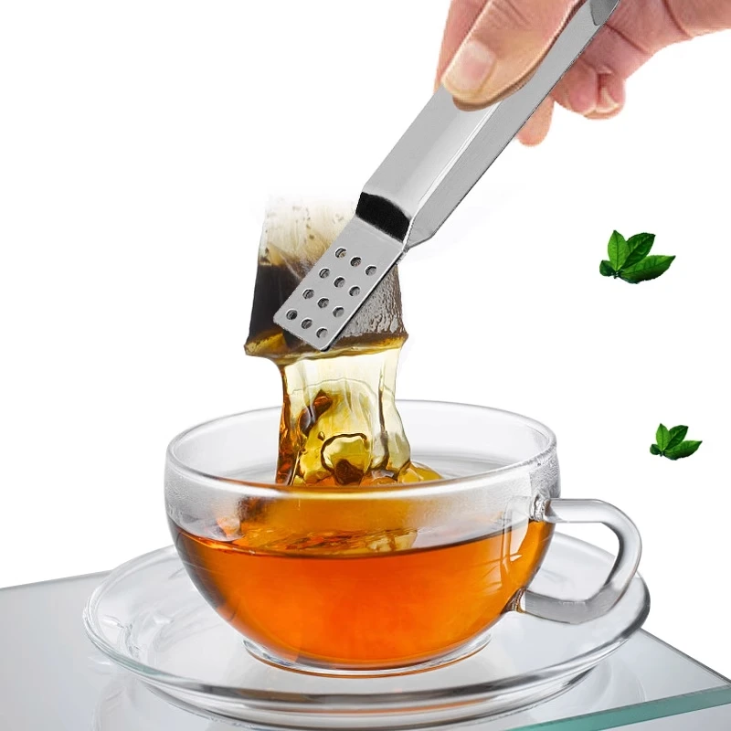 Kitchen Teaware Stainless Steel Tea Forceps Clip Tea Bag Tong Squeezer Set Food Clip Tools 2pc/lot