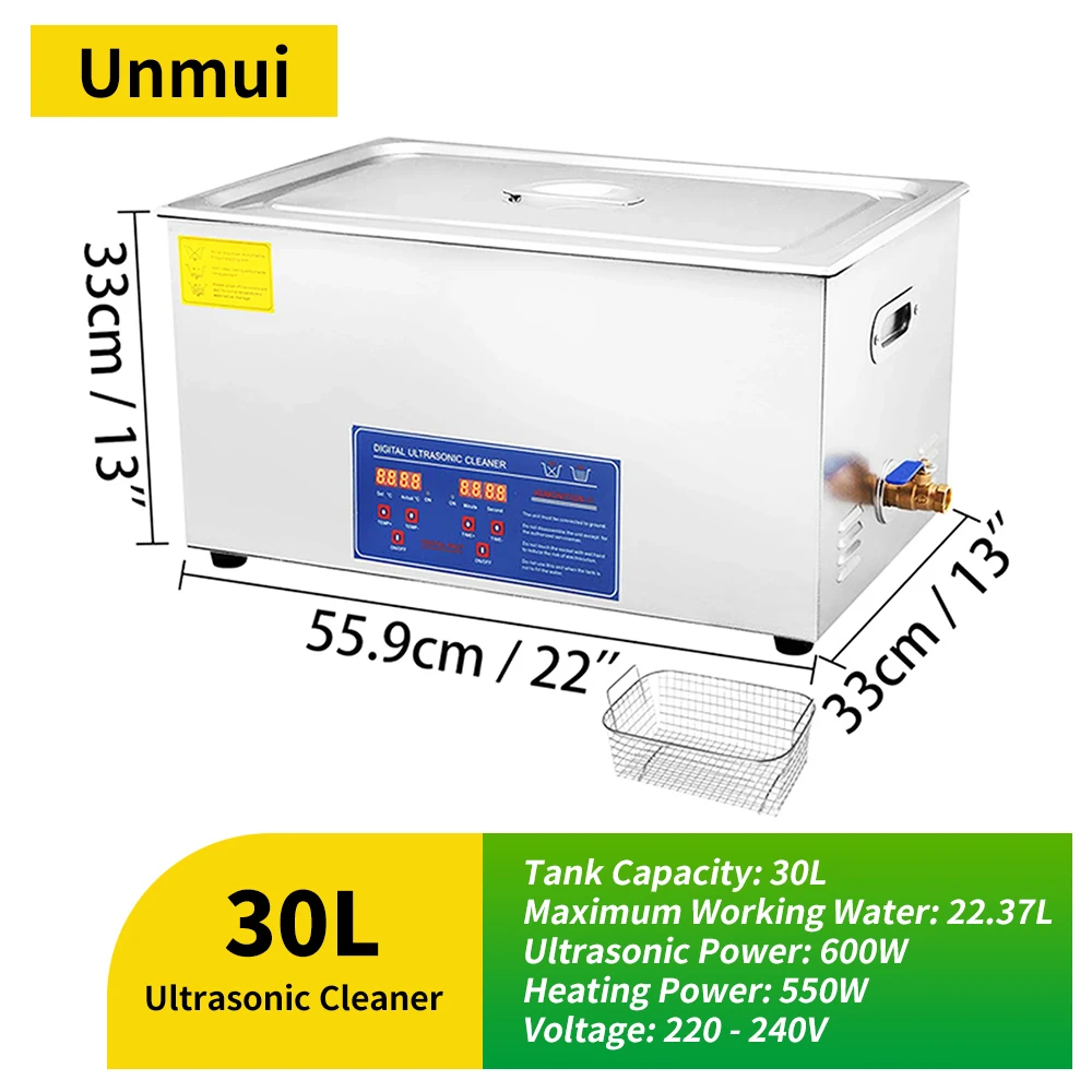 Unmui 2L/3L/6/10/15/30L Ultrasone Reiniger Digitale Verwarming Roestvrij Staal Ultrasone Reinigingsmachine 40KHZ Huishoudapparaat