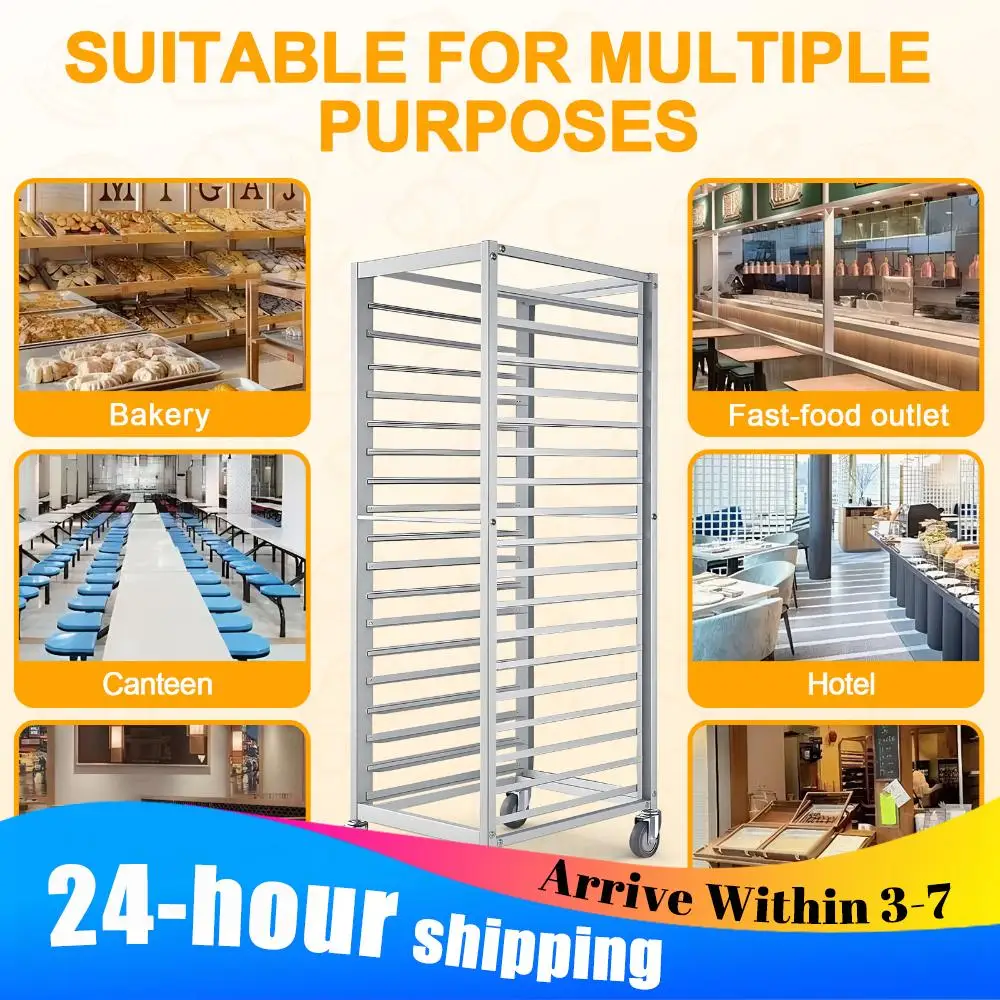 

18-ярусная алюминиевая стойка для противней с охлаждающей системой и колесами, коммерческая стойка для хлебобулочных изделий для ресторанов, кафетериев, пиццерий