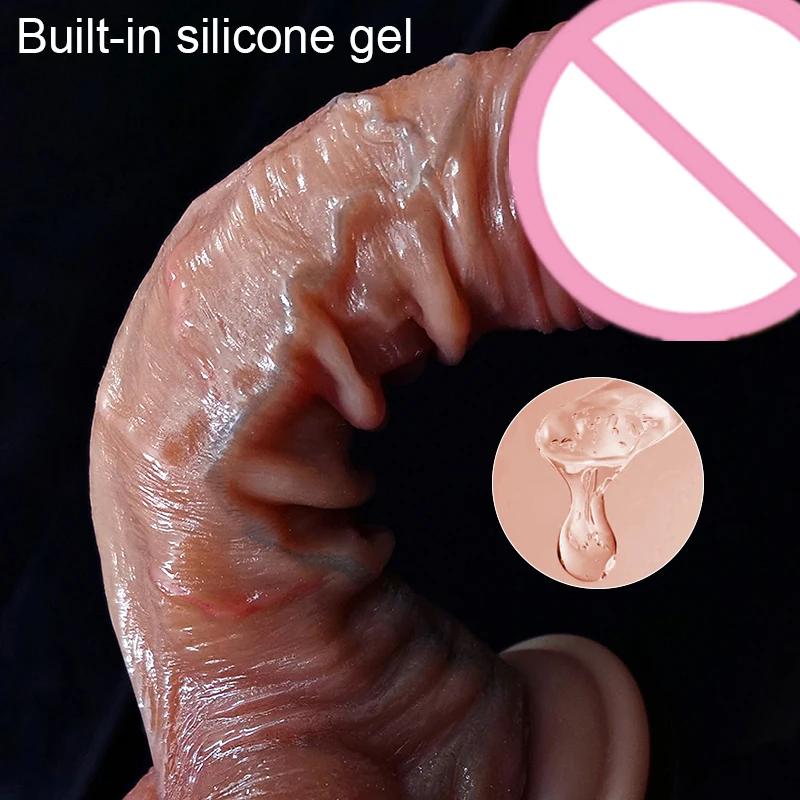 Realistic Dildo Sliding Foreskin Big Dick Skin Venis Penis Clitoris Stimulate Strapon Orgasm Anal Sex Toys Suction Cup For Women