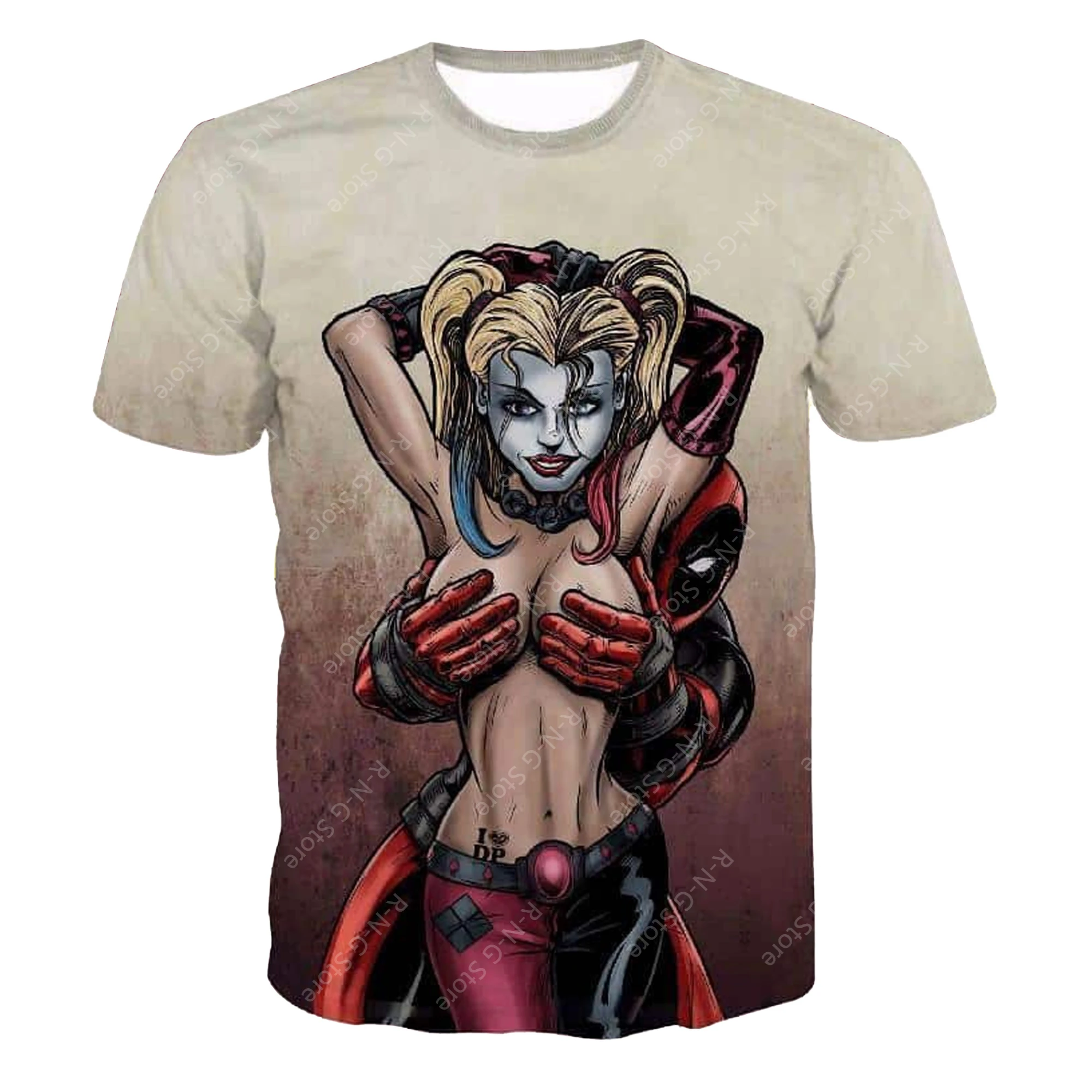 2024-25 New Arrive Style Deadpool Tease Harley Quinn Sexy Funny Dark Theme T-Shirt Man Women Comfort Fashion Y2k Top Adult/KID