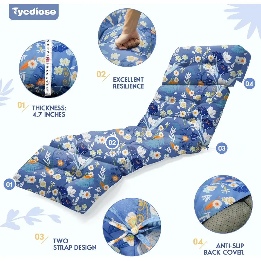 في الهواء الطلق كرسي صالة كرسي وسادة مقاوم للماء 74.4x22x4.7 بوصة رغوة الذاكرة صالة وسائد كرسي للأثاث في الهواء الطلق ث #5