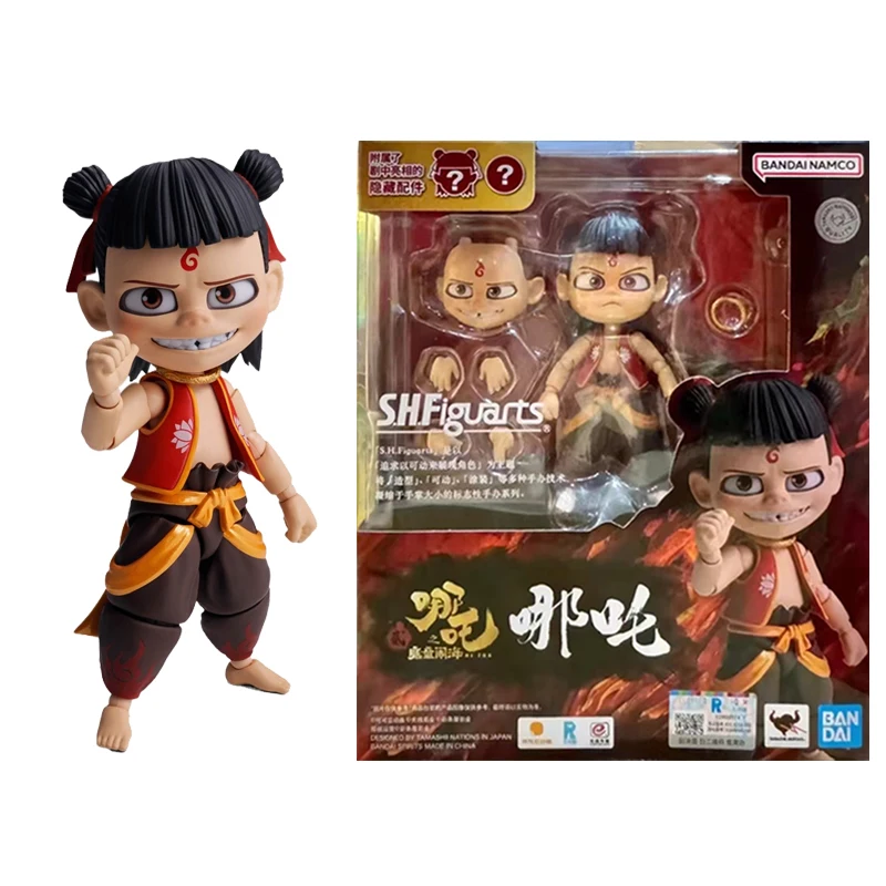 반다이 오리지널 S.H.Figuarts Ne Zha 2 Ne Zha Ao Bing 애니메이션 액션 피규어 소년 소녀를위한 장난감 선물 Collectible Model 장식품