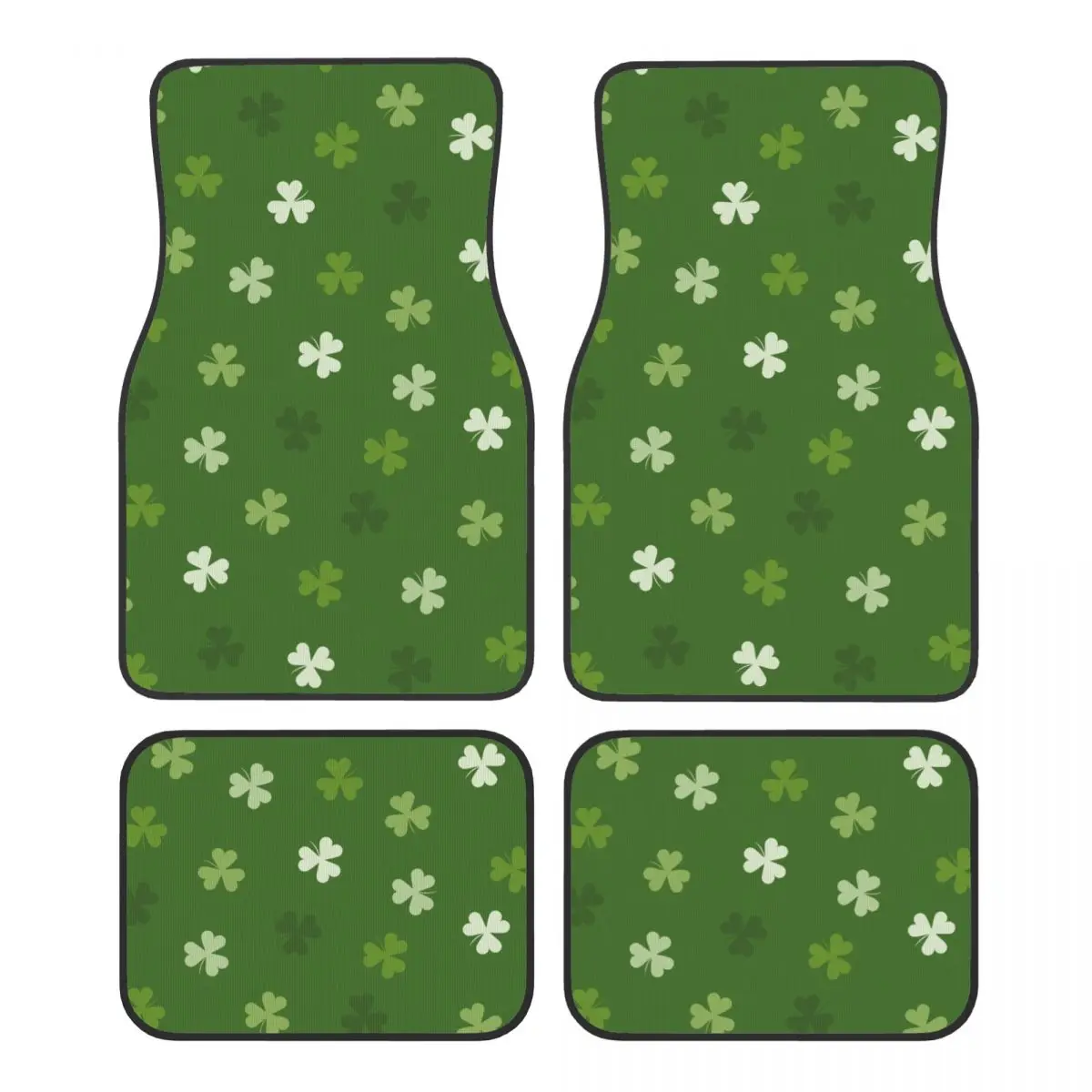 Saint Patricks Day Four Leaf Clover Floor Mats for Cars All-Weather Anti-Slip Floor Mats Liner Full Set Car Accessories