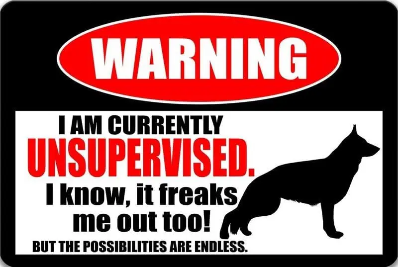Funny German Shepherd Dog Sign No Trespassing Metal Warning GSD Beware of Yard Gate Z-PIS