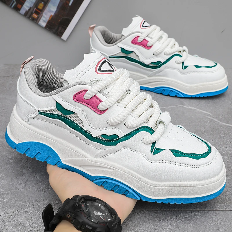 

Spring and Autumn New Men's Leather Casual Sports Shoes Versatile and Fashionable Popular Youth Mesh Breathable Board Shoes