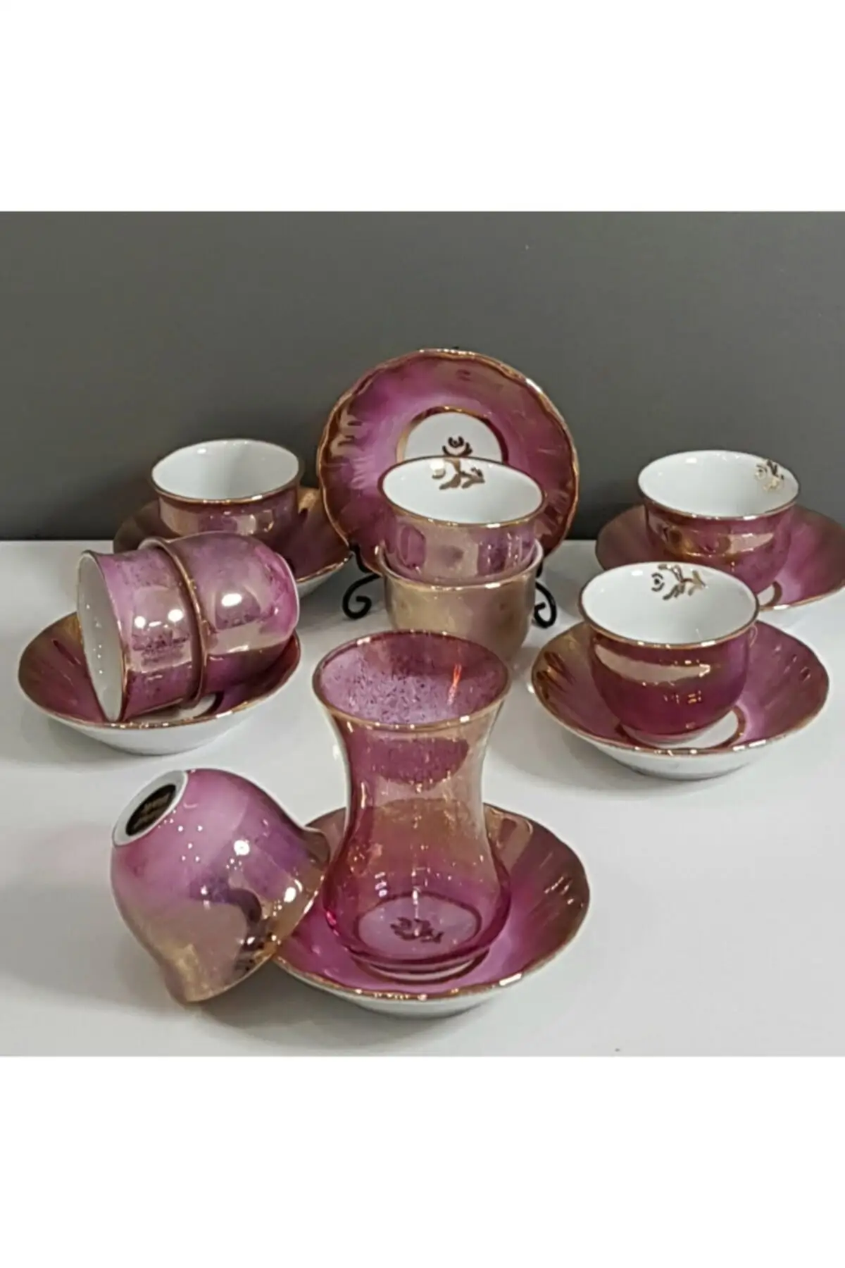 DOLBOVI By.rayka Delux porcelain Tea Mırra set Turkish Tea Glass Cup