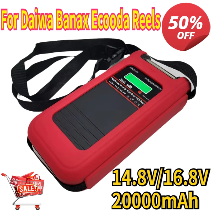 14.8V/16.8V 20000mAh New Design Digital Version Lithium-ion 21700 Electric Fishing Reel Battery for Daiwa Banax Ecooda Reels