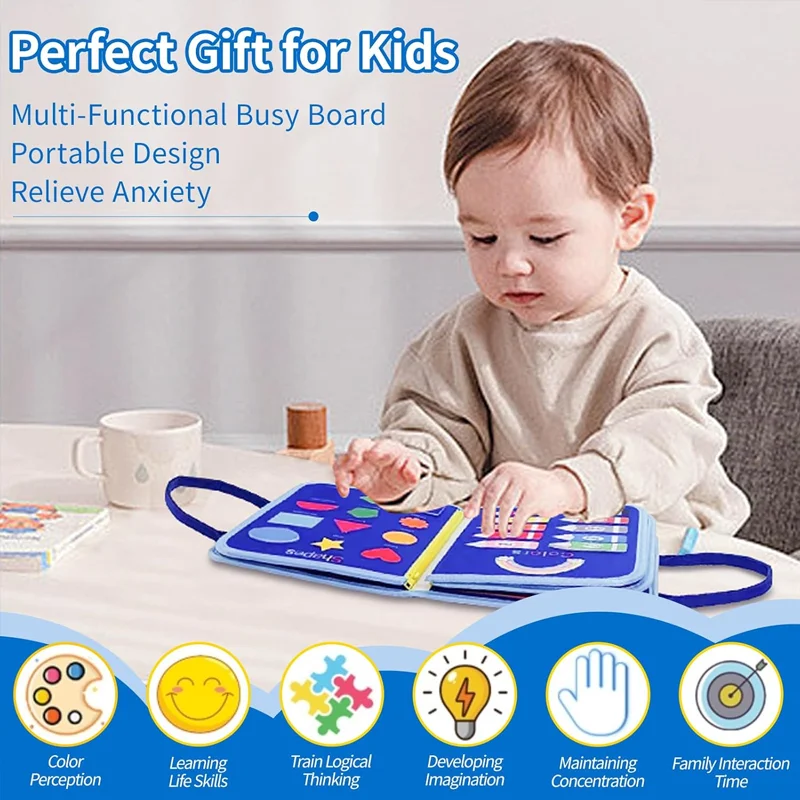 New Educational Activity Toy Montessori Toddler Busy Board Developing Motor Life Skills Sensory Kids With Autism Boys Girls Gift