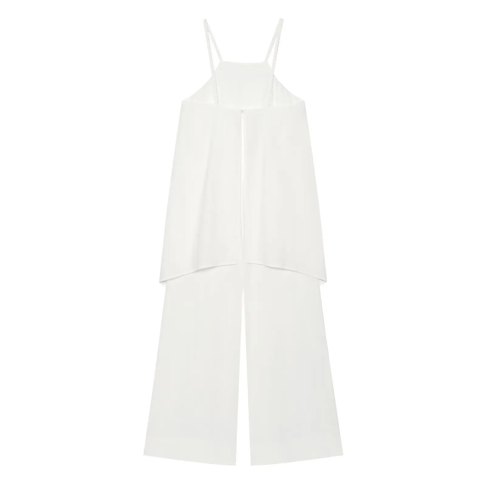 BSAY 2026 Women Braided Strap Halter Neck Jumpsuit Irregular Asymmetrical Hem Wide Leg Sleeveless White Jumpsuit Casual Outfit