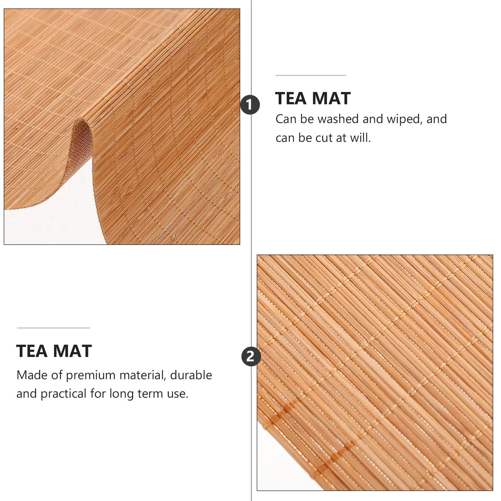1Pcs Premium Bamboo Tea Mat Style Dust Oil Resistant Washable Cuttable Table Placemat for Tea Dining Table