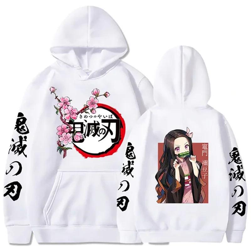 Anime Demon Slayer Kamado Nezuko Print Men Women Hoodies Autumn Casual Harajuku Streetwear Unisex Hooded Hooded Sweatshirt Tops