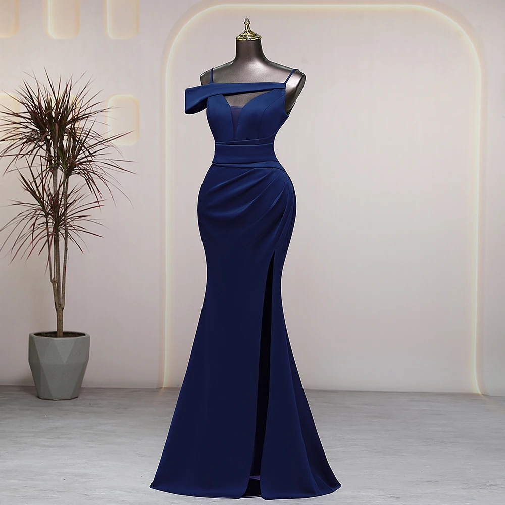 Elegant V-neck navy-blue prom dress luxury evening dress wedding party dress formal occasion dress special events Dresses gala