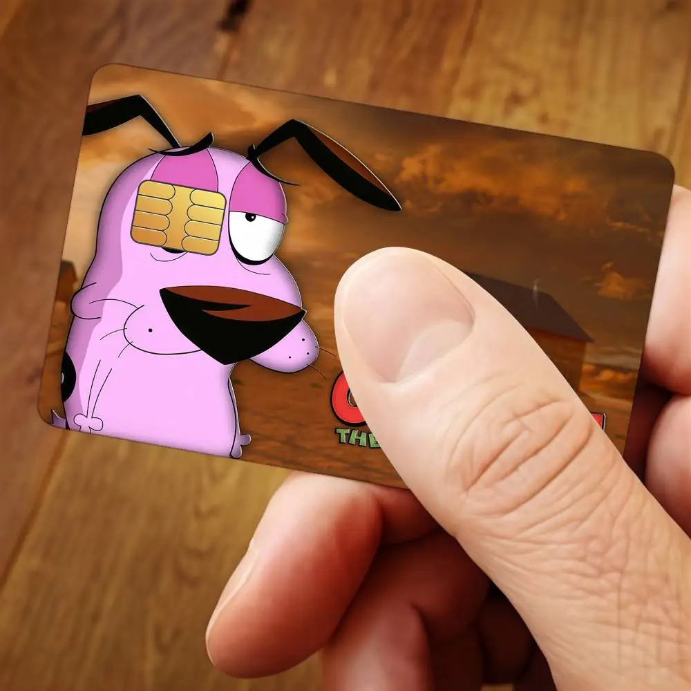 Anime C-Courage the C-Cowardly D-Dog Credit Card Stickers For Bank Card Bus Metro Cards Waterproof Anti-Scratch Gift 4PCS