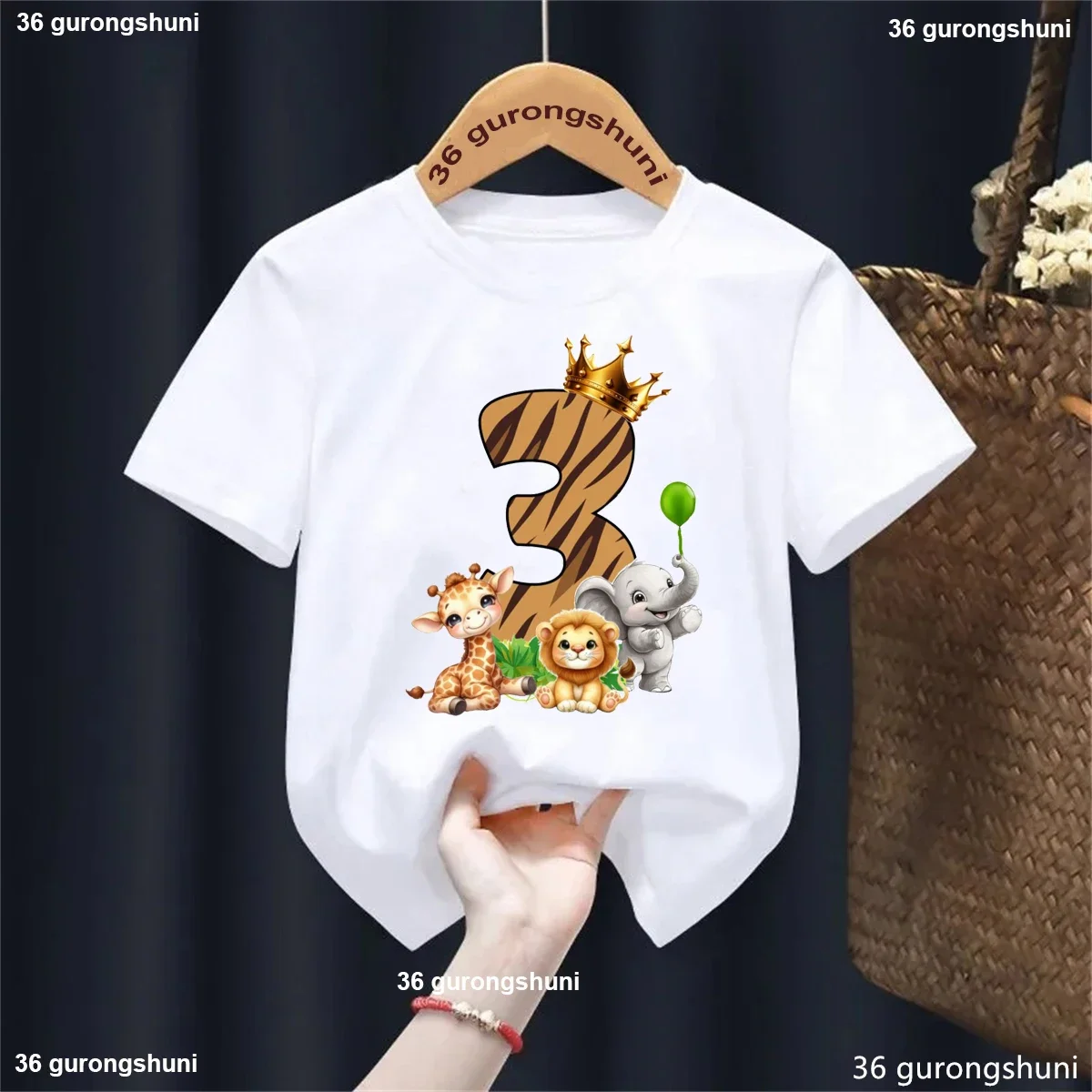 

Funny Kid Clothes 3rd Wild Elephant Lion Giraffe Printed T Shirt Girls/Boys 3rd Birthday Gift T-Shirt Short Sleeve Tshirt Tops