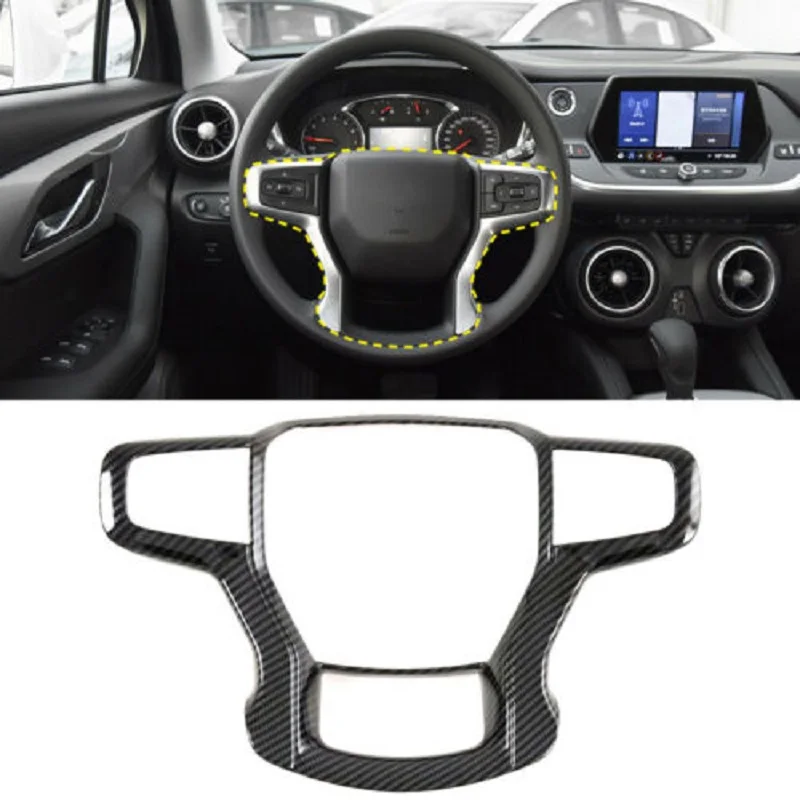 Carbon Fiber Car Steering Wheel Panel Decoration Cover Trim Moulding Sticker For Chevrolet Blazer 2019 2020 2021