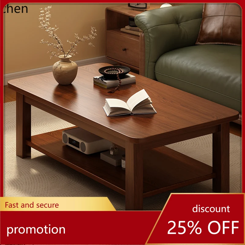 ZML Living Room Coffee Table Home Solid Wood Small Apartment Square Double Layer Tea Table Minimalist Table