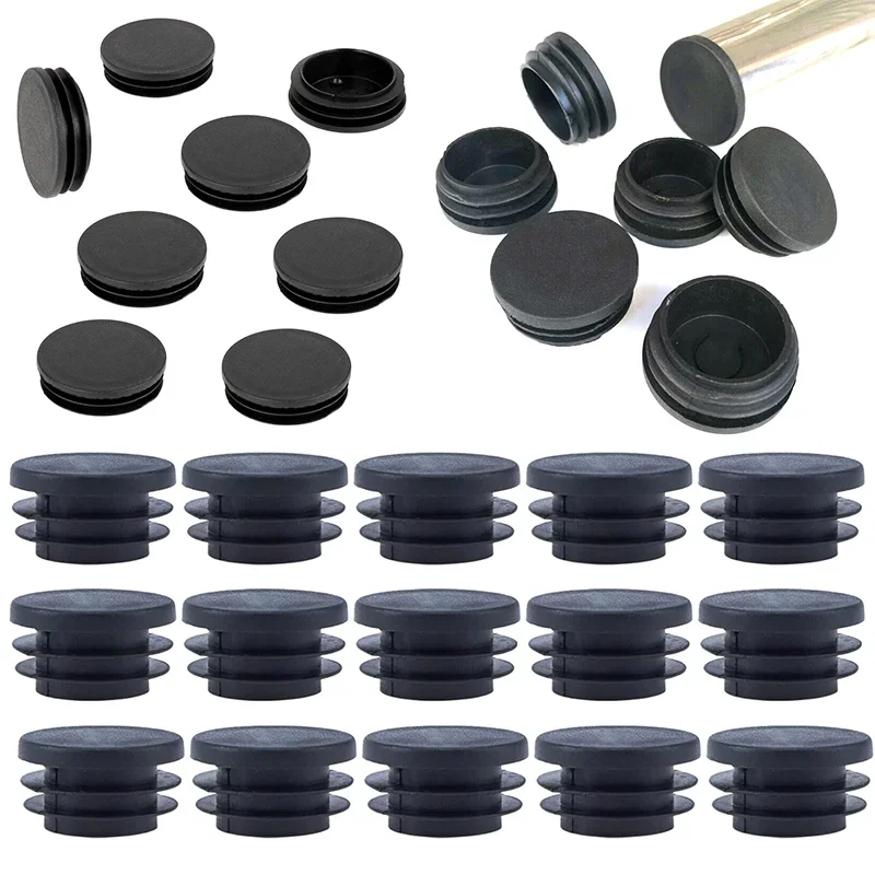 50/100pcs Round Plastic Plug Pipe Tubing End Caps Insert Furniture Foot Table Chair Leg Blanking End Insert Plug for Metal Tube