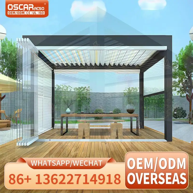 Outdoor Electric Adjustable Motorized Bioclimatic Gazebo Aluminum Pergola for Yard Patio Garden 180 day Lowest Price 20% Reorder