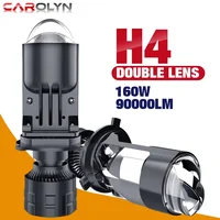 Faro Delantero con Lente Bi-LED H4, CANBUS, 12V, 160W, 90000LM, Alta Potencia, Turbo Mini, Doble Proyector, Bombillas para Auto, Luz Alta/Baja, Lámparas para Coche y Motocicleta