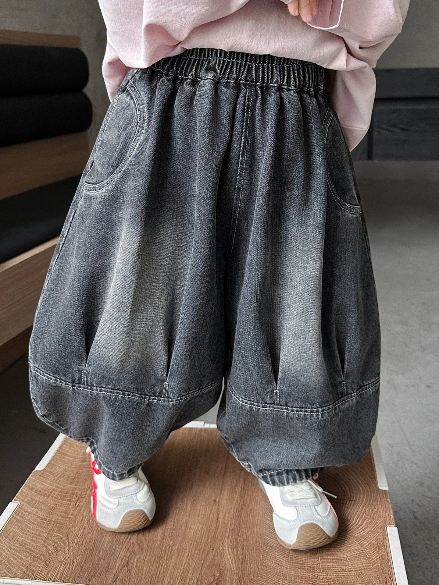 High Quality Kids Boys Jeans Patchwork Boy Denim Pants Children Elastic Waist Loose Trousers Boys Casual lantern Pants  2-11Year