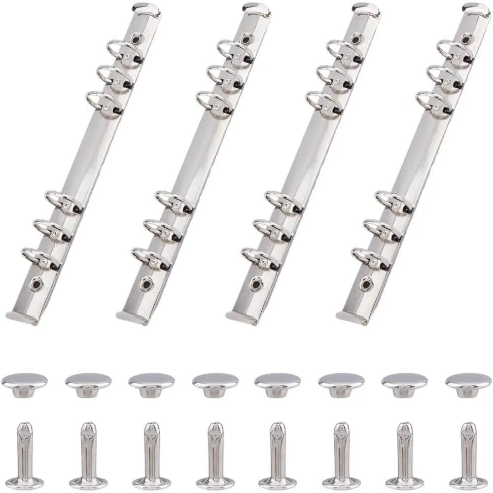 リングバインダーメカニズム交換キット、ノートブックメカニズム、金属クリップ、ネジ付きバインダー、6穴、4個