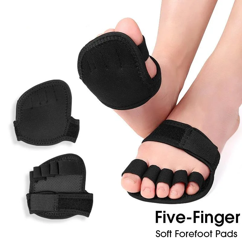 1Pair Hallux Valgus Overlapping Toe Splitter Wear-Resistant Forefoot Pads Five-Finger Half-Palm Yoga Socks Foot Care