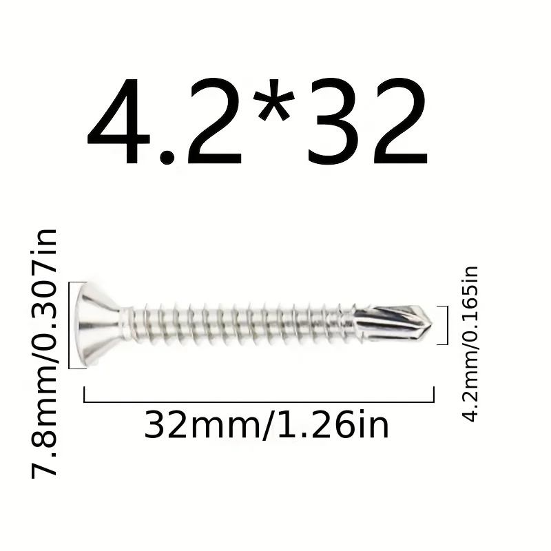 50 STUKS # 8 M4.2 410 Plaatwerk Zelftappende Schroeven 410 Roestvrij Stalen Platte Kop Hoge Sterkte Snelle Zelfborende Schroeven