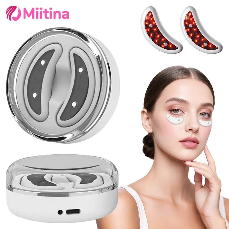 EMS アイマッサージャーアイリリーフフェイシャルリラクゼーションデバイス赤色光抗しわ黒目袋除去マッサージャーアイケア加熱パッド