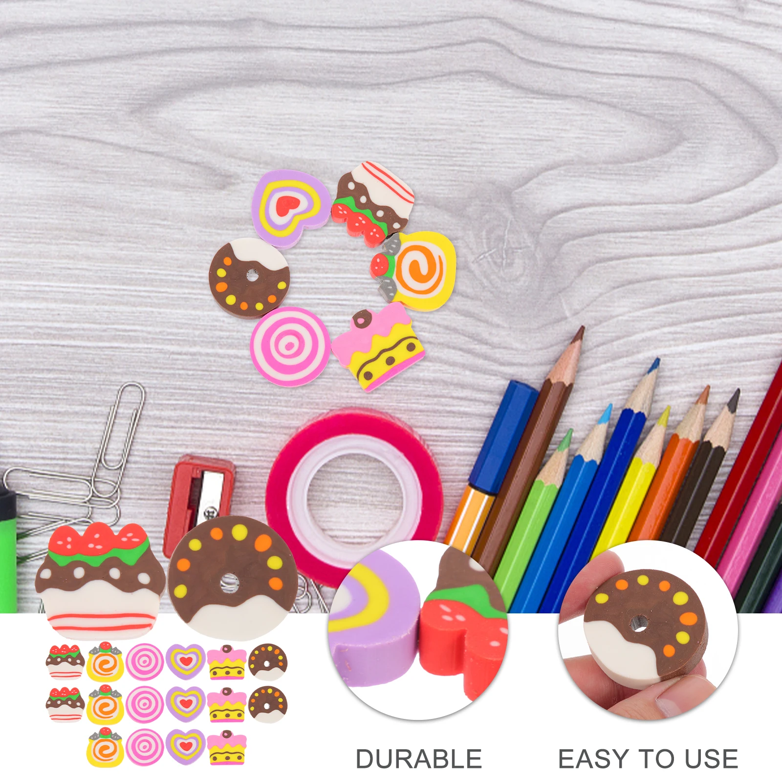 18 個ハート型消しゴム BrightColor ミニサイズ OfficeSupplies ClassroomDecoration KidsPencil アクセサリー SchoolSupplies
