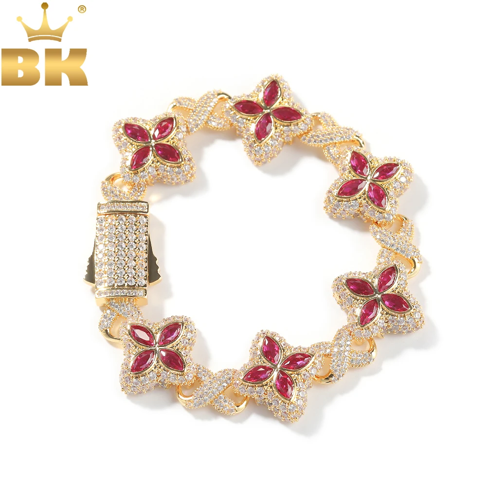 

TBTK Multi Color CZ Floral Inifinity Chain Bracelet Micro Paved Out 5A+ Cubic Zircon Clover Anklet Luxury Jewelry