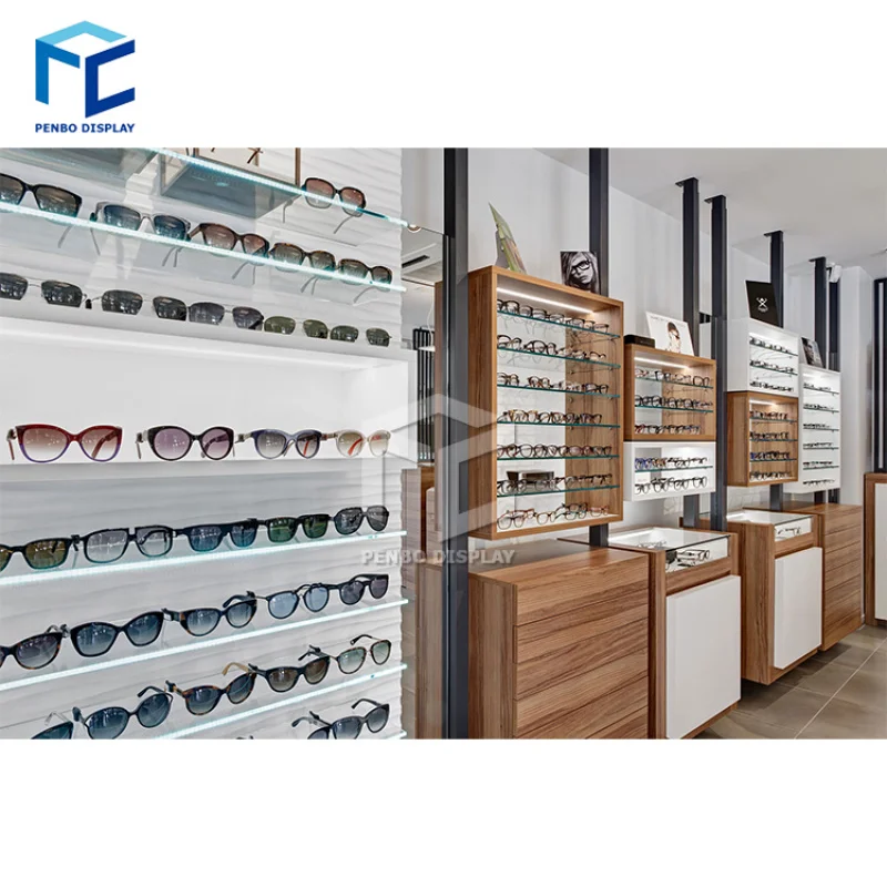 

2025customized.Modern Optical Shop Interior Decoration Wooden Optical Shop Products Display Rack Custom Retail Store Fixtures Fo